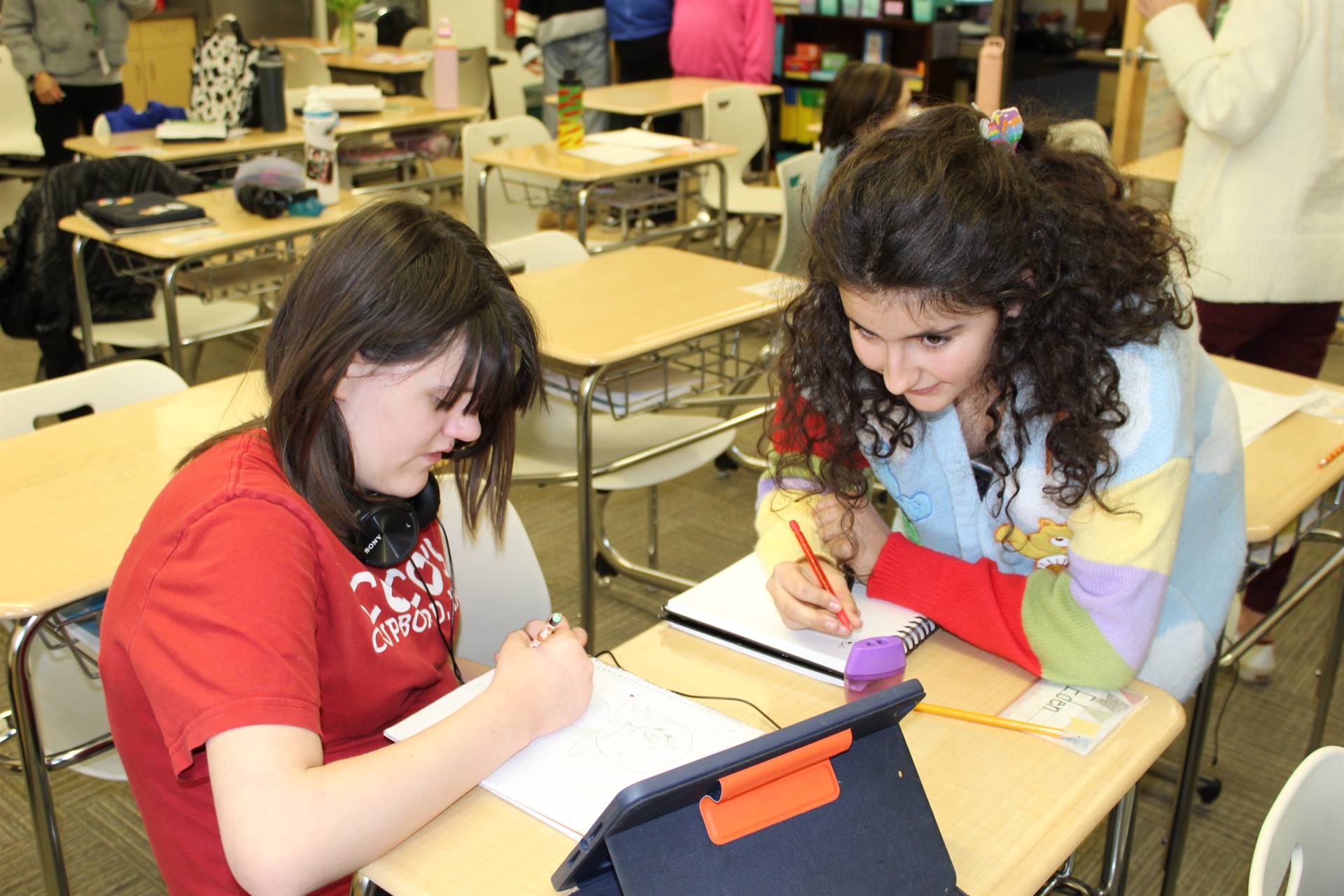 Students working together in our Pride room 